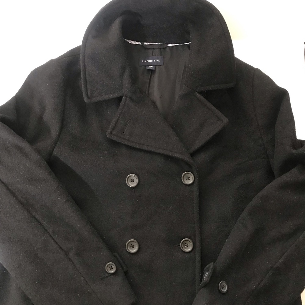 Lands' End Women's Classic Black Peacoat - Picture 10 of 12